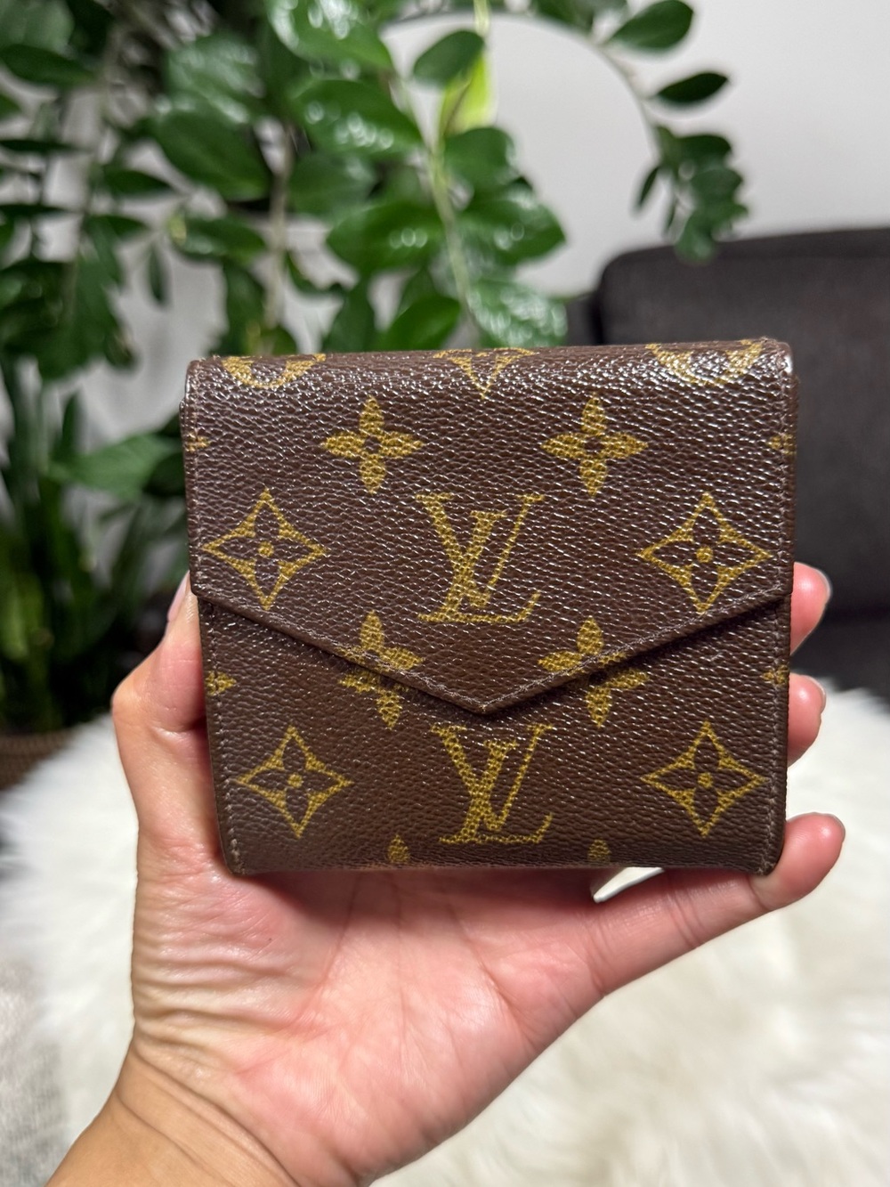 Authentic Louis Vuitton Brown Monogram Compact Wallet